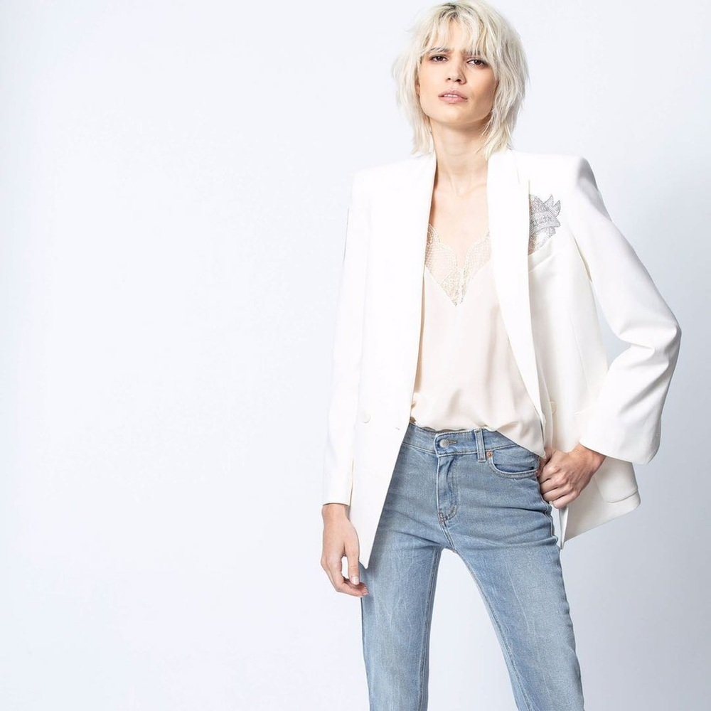NWT $538 Zadig Voltaire Visko Strass Embellished Blazer